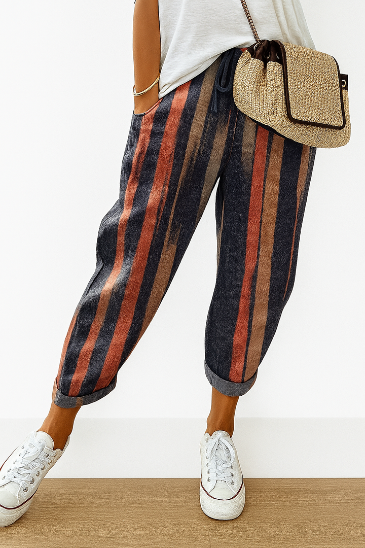 Loose-fitting pants with print for women