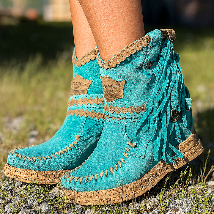 Bohemian western boots with fringes