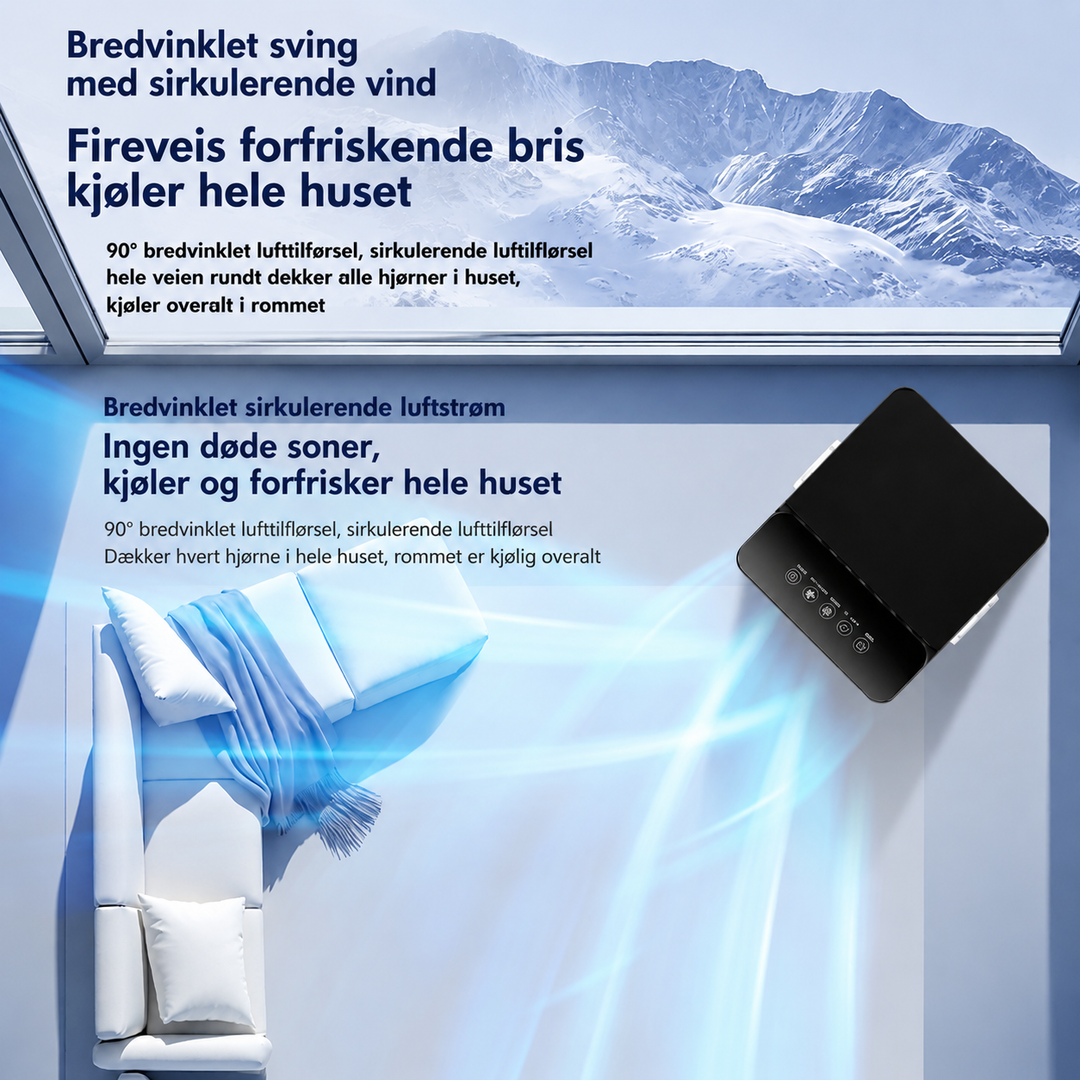 Bærbar mini skrivebordsvifte med oscillasjon og kraftig luftsirkulasjon