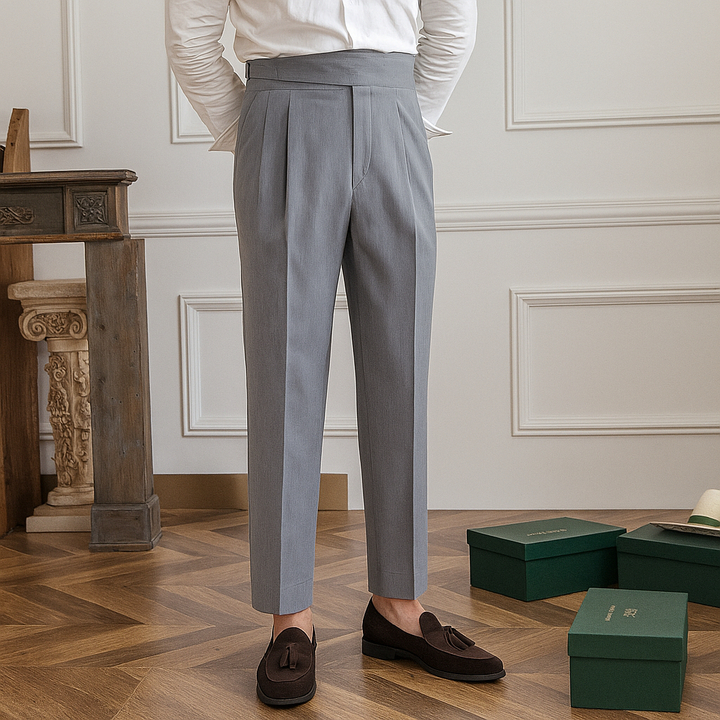 Men's trousers with high waist and slim fit