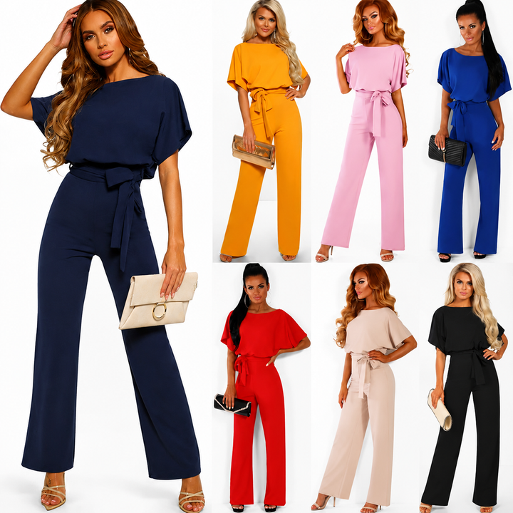 Dame Kort Erme Rett Bein Jumpsuit