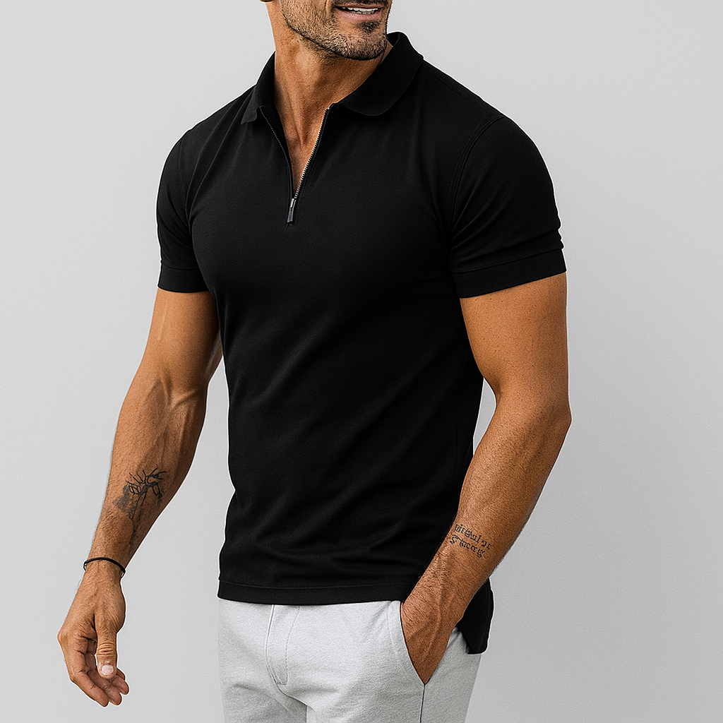 Men's Slim Fit Polo T-shirt with zipper