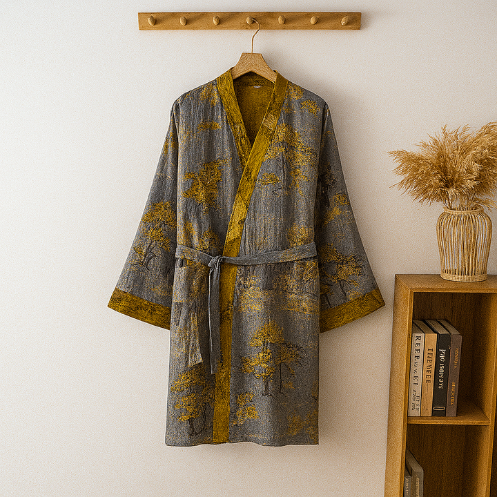 Light cotton kimono robe for men