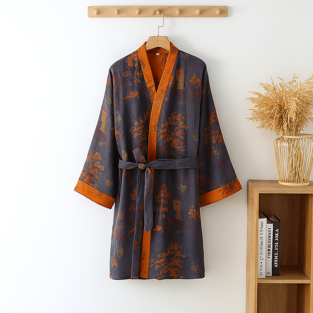 Light cotton kimono robe for men