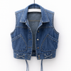 Sleeveless light denim vest for women