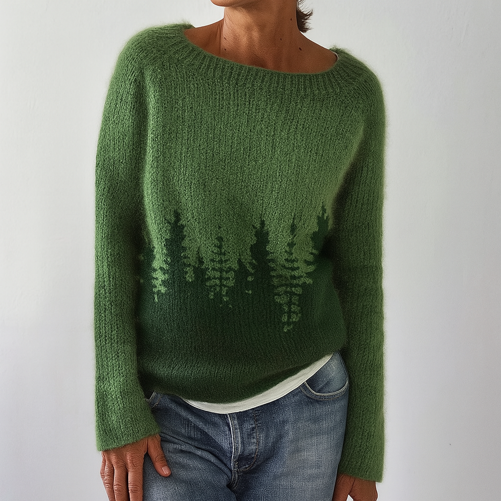 Retro kabelgestrickter Pullover für Damen