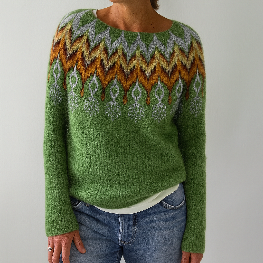 Retro kabelgestrickter Pullover für Damen