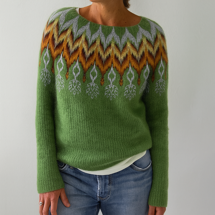 Retro kabelgestrickter Pullover für Damen