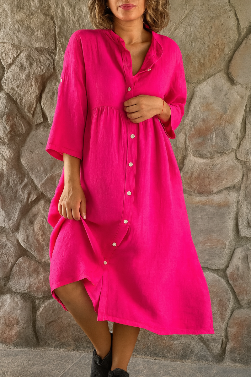Lässiges Hemdblusenkleid aus Baumwolle und Leinen
