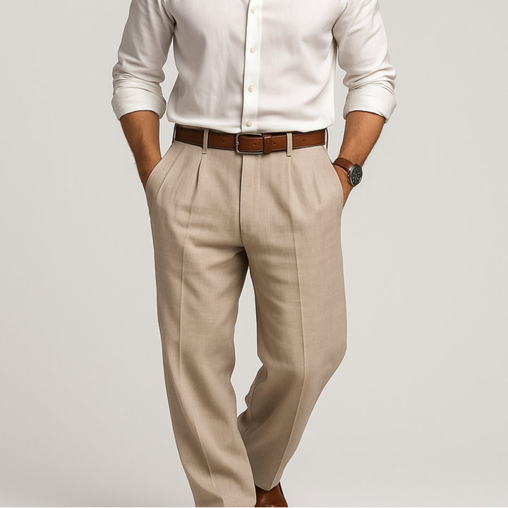 Men's trousers in cotton and linen