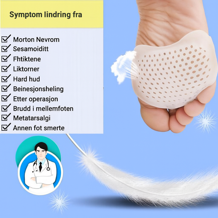 Pustende gel-metatarsalputer, sett med 2 stk