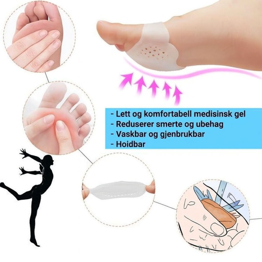 Pustende gel-metatarsalputer, sett med 2 stk