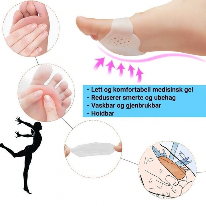 Pustende gel-metatarsalputer, sett med 2 stk