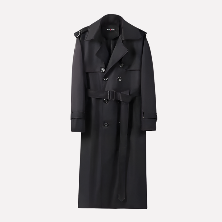 Menns Over the Knee Beltet Trench Coat