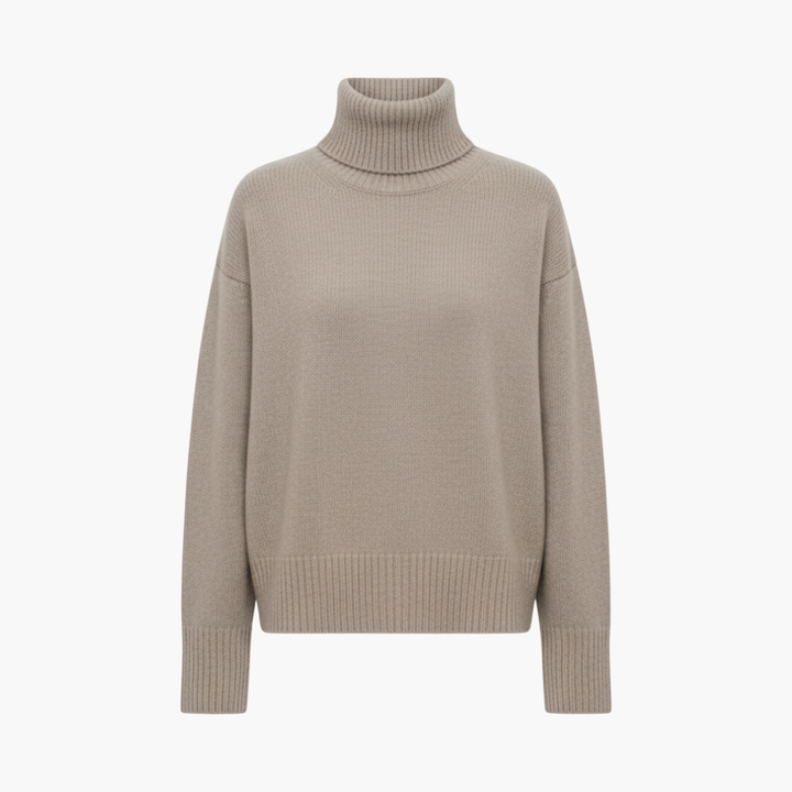 Kvinners Oversized Høy‑Hals Genser – Avslappet Strikk Lag