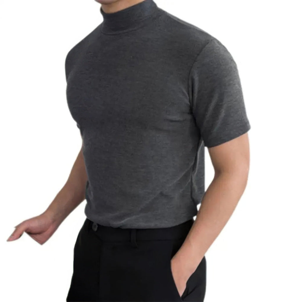 Breathable men's shirt with polo collar
