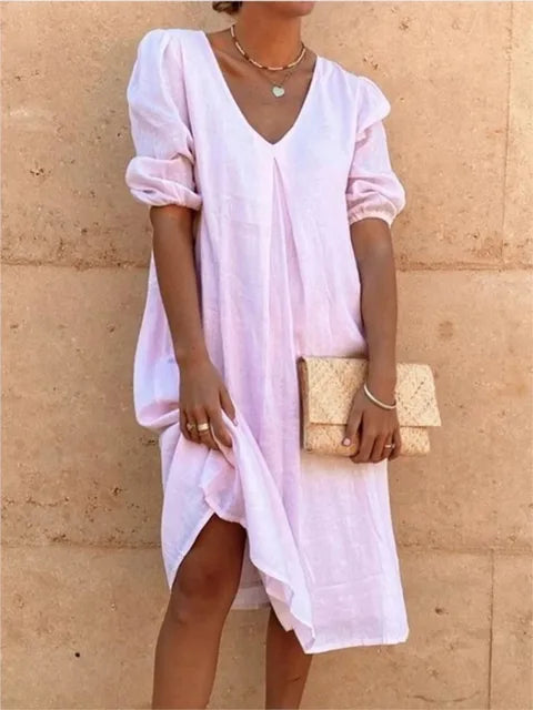 Elegant and Relaxed Midi Dress with Flattering Silhouette