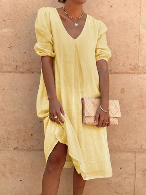 Elegant and Relaxed Midi Dress with Flattering Silhouette