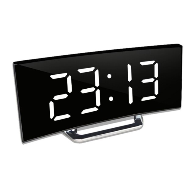 Digital LED-vekkerklokke med buet speildisplay