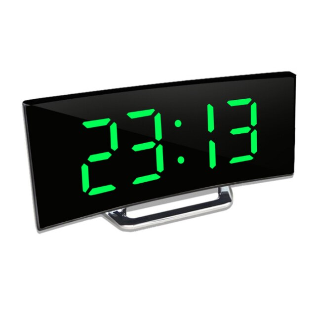 Digital LED-vekkerklokke med buet speildisplay
