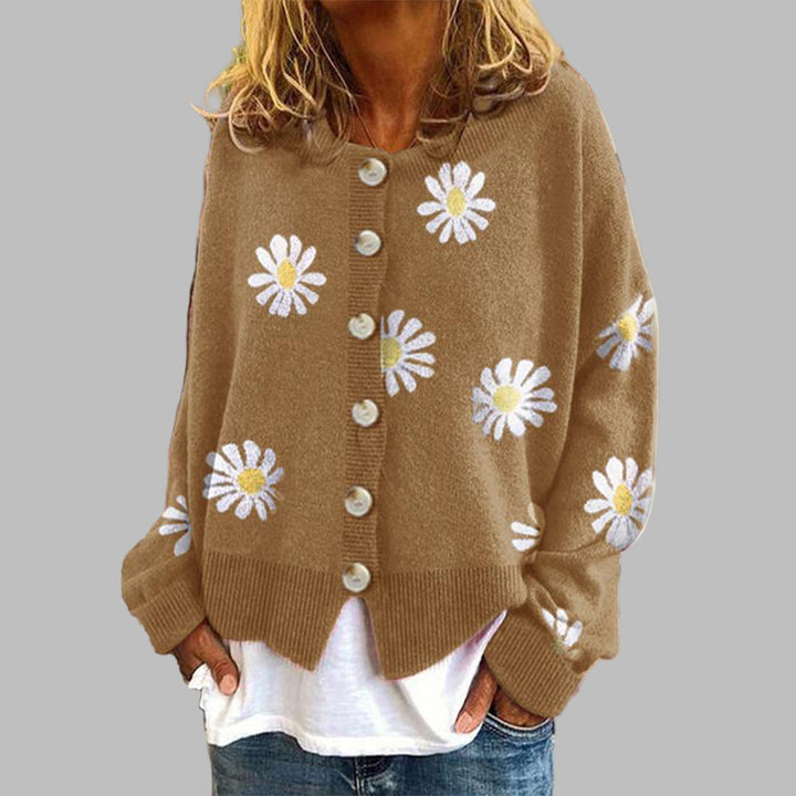 Flower knit sweater for women