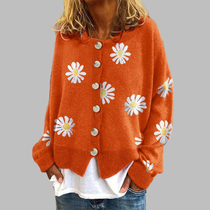 Flower knit sweater for women