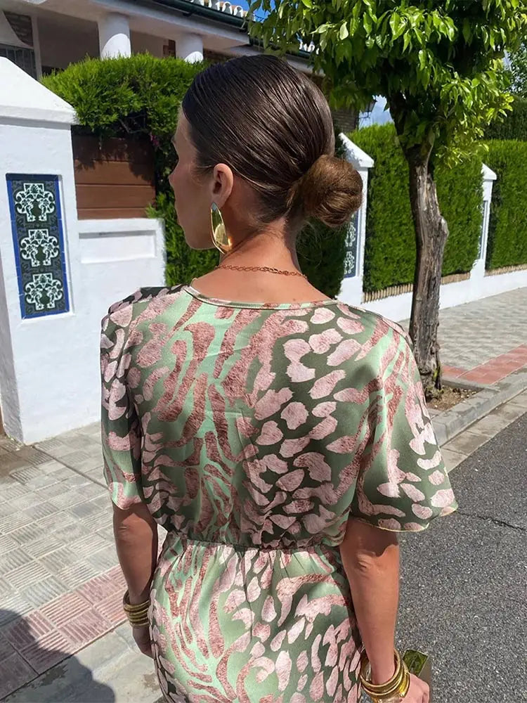 Elegant wrap dress with satin finish