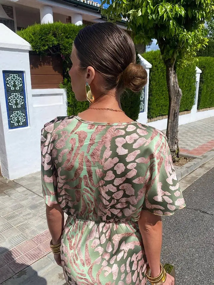 Elegant wrap dress with satin finish