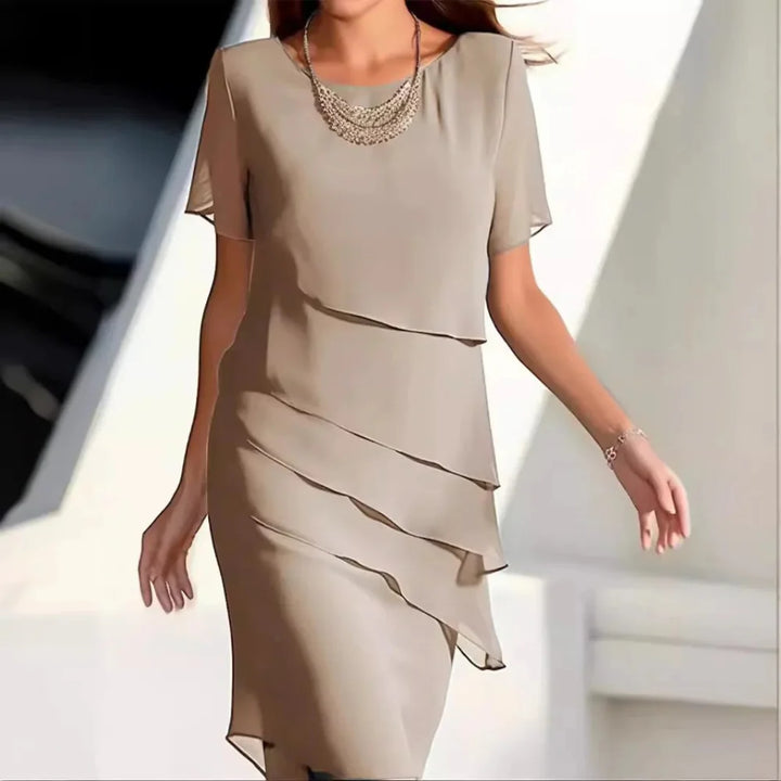Luksus Chiffon Midi Kjole for Kvinner