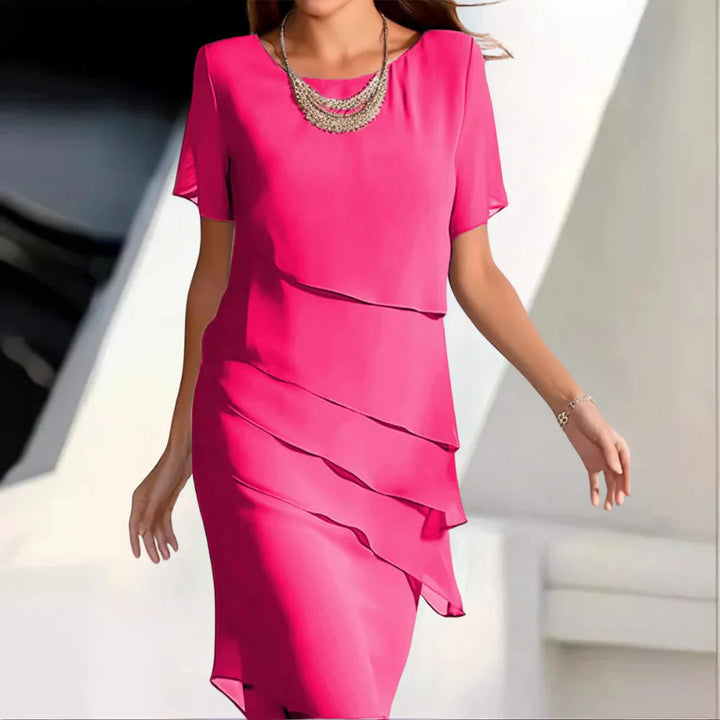 Luksus Chiffon Midi Kjole for Kvinner
