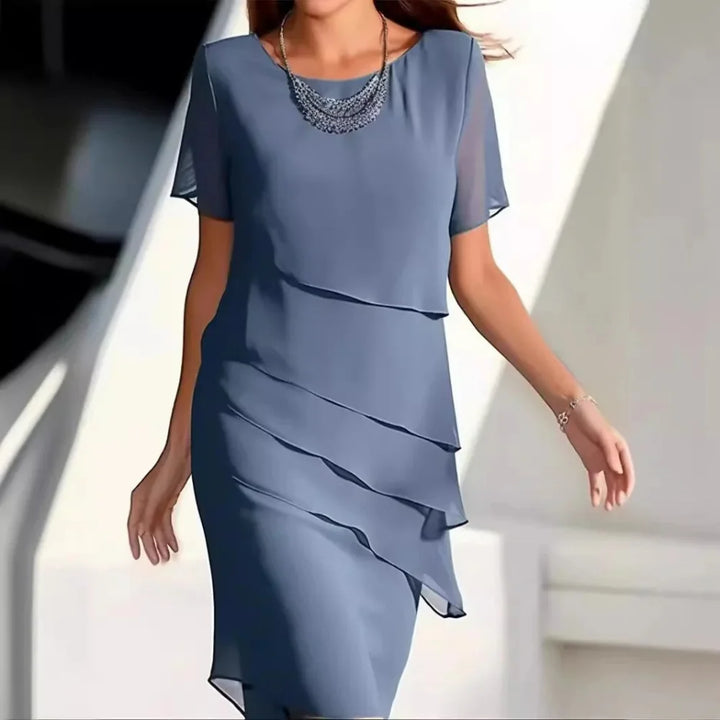 Luksus Chiffon Midi Kjole for Kvinner