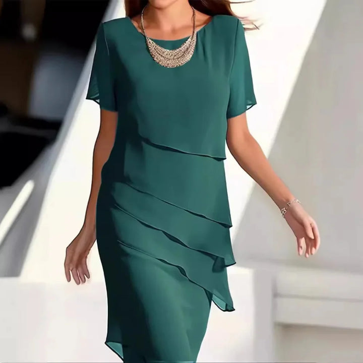 Luksus Chiffon Midi Kjole for Kvinner