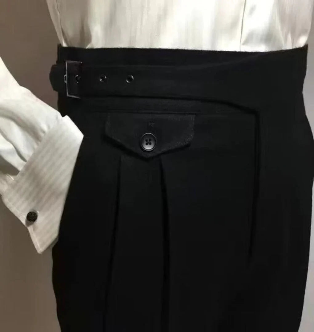 Herrebukser i ull med belte Elegant stil for formelle og smart-casual anledninger