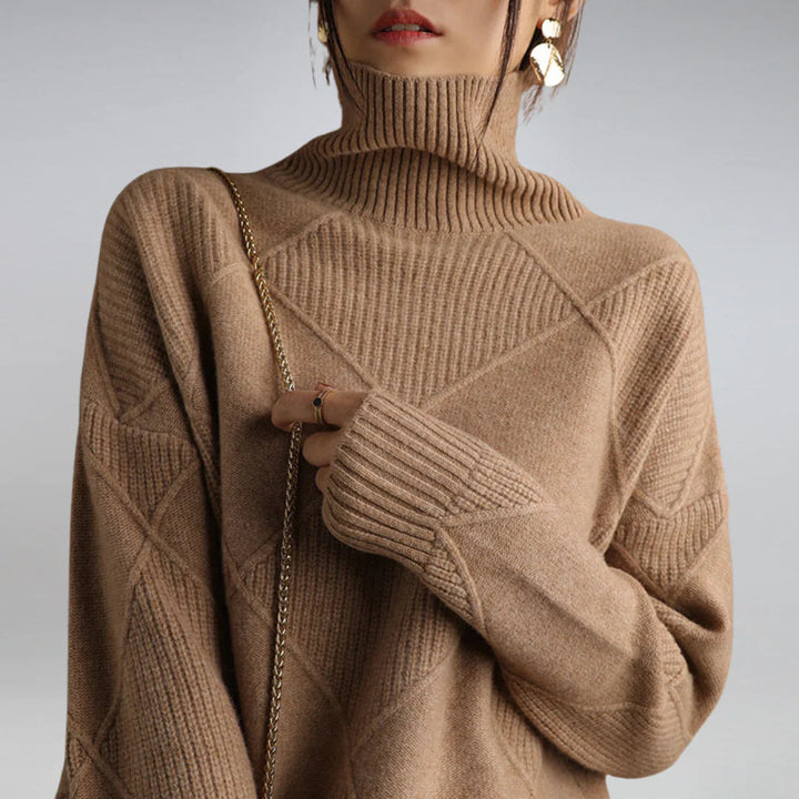 Luxuriöser Kaschmirpullover mit hohem Kragen für Damen