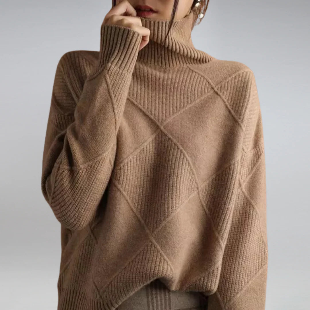 Luxuriöser Kaschmirpullover mit hohem Kragen für Damen