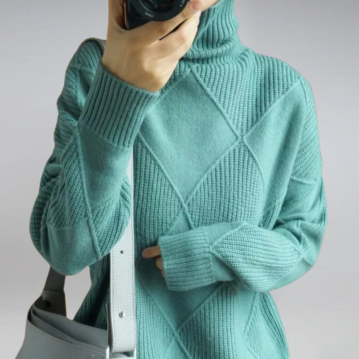 Luxuriöser Kaschmirpullover mit hohem Kragen für Damen