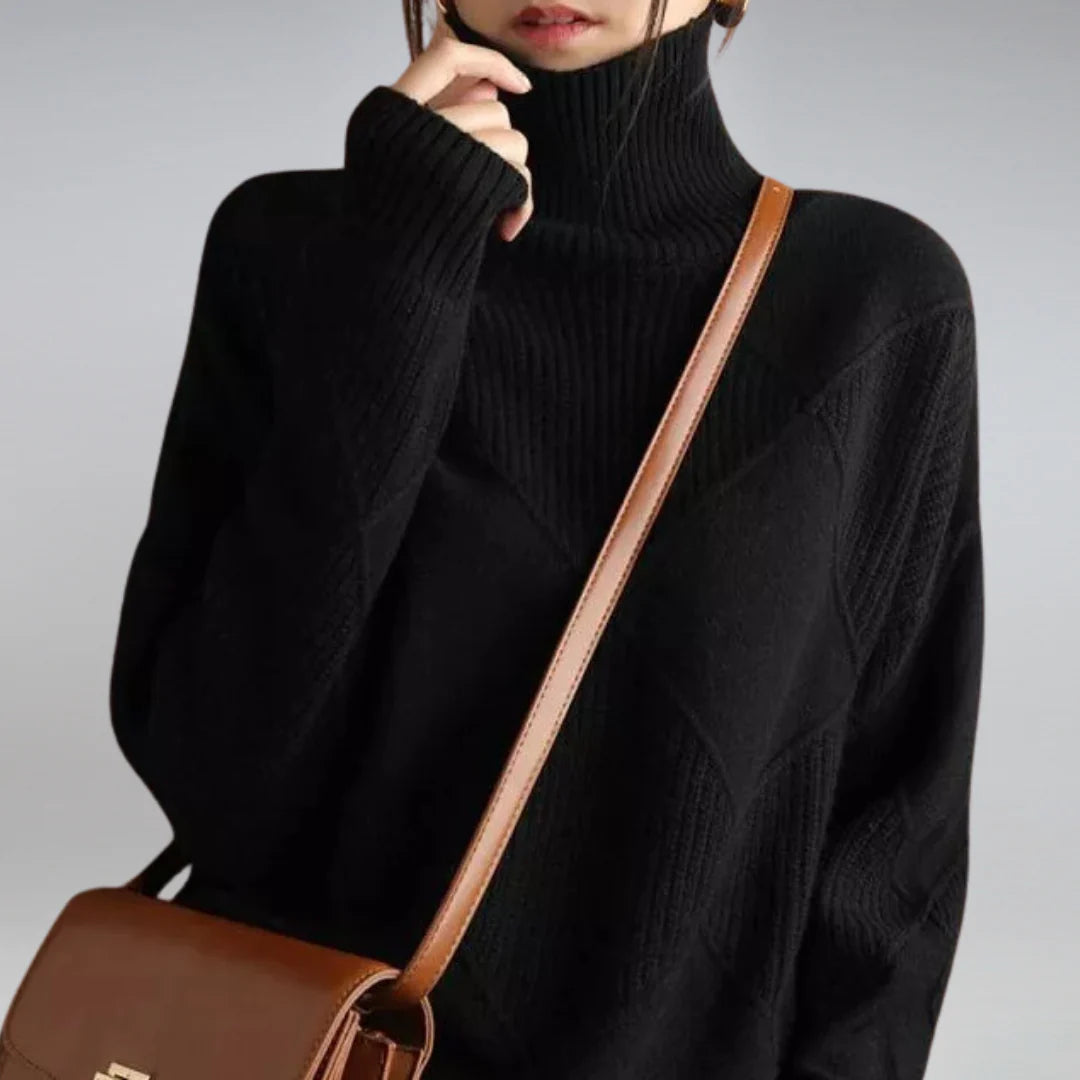 Luxuriöser Kaschmirpullover mit hohem Kragen für Damen