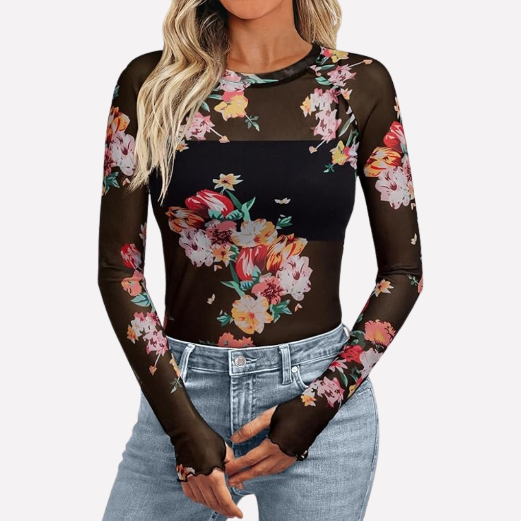 Mesh Gjennomsiktig Blonde Topp
