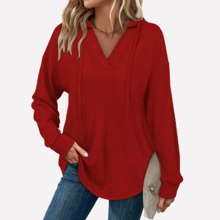 V-Hals Oversized Hettegenser