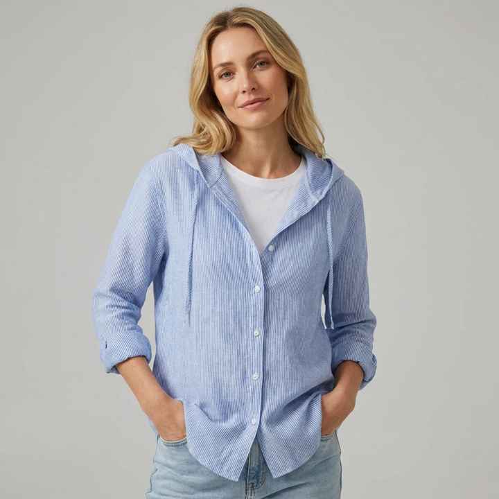 Pustende linbluse for kvinner
