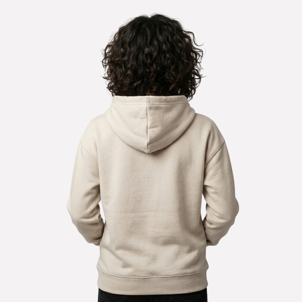 Hettegenser med skjelltrykk til dame