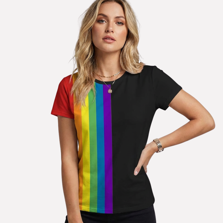 Stilig regnbue-T-skjorte