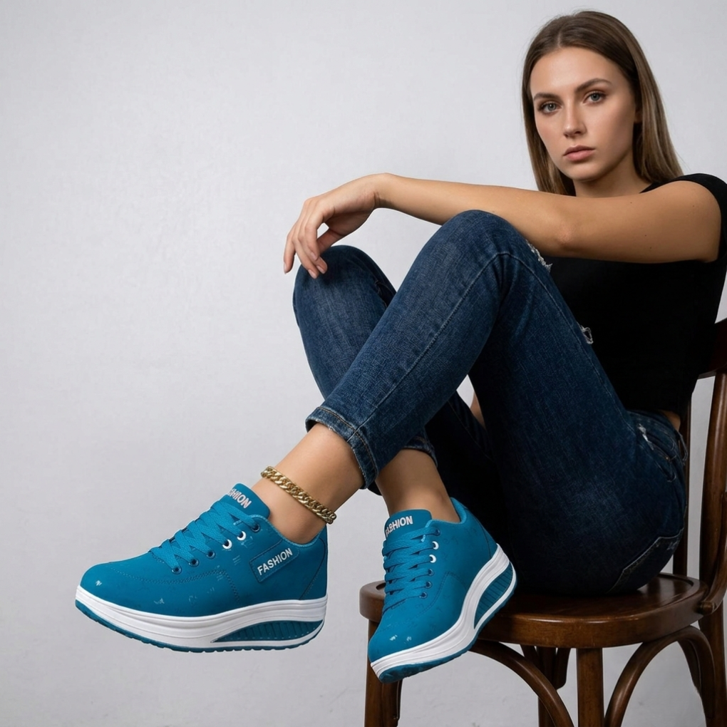 Platåsko i PU-skinn til dame