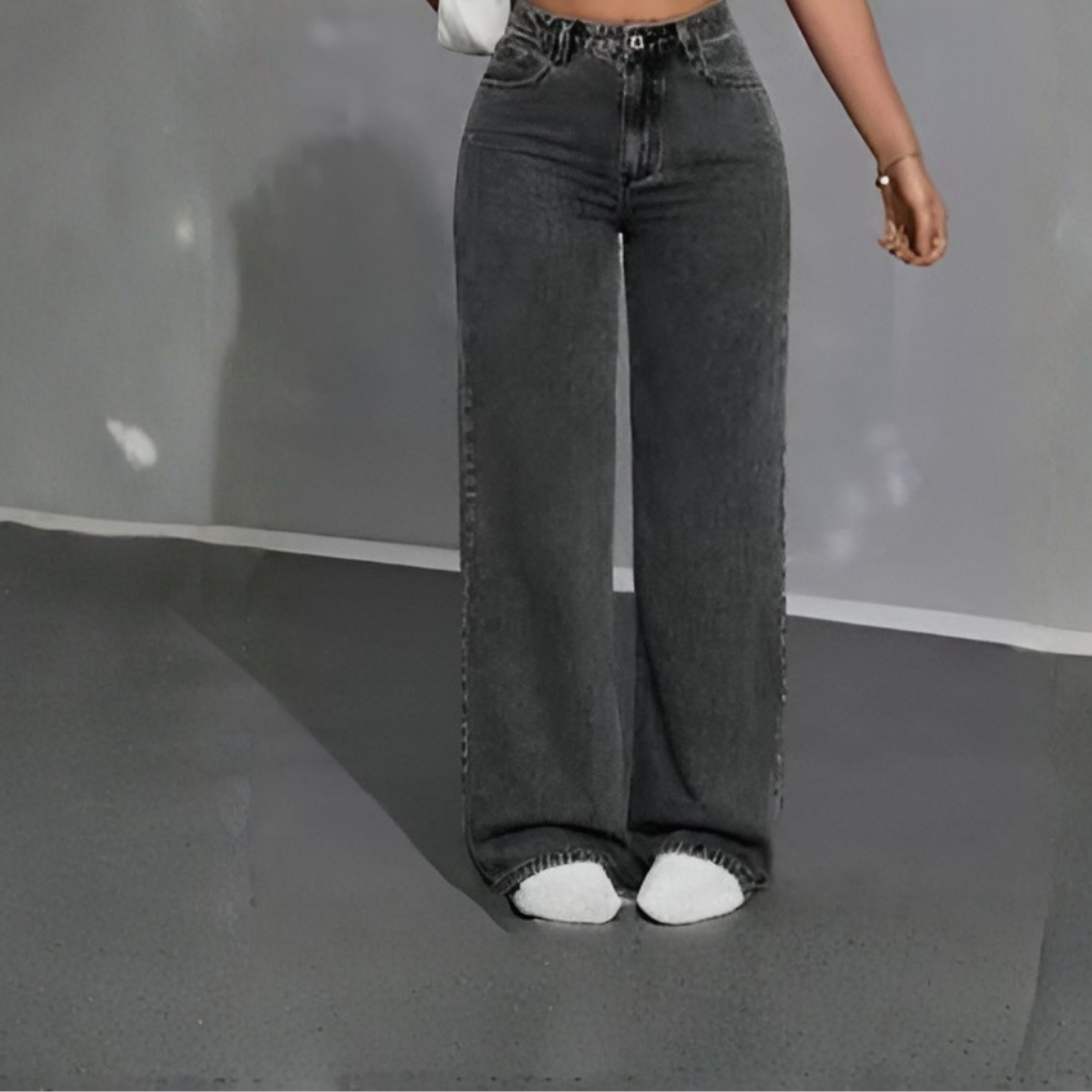 Kvinners Høyt Livet Straight Leg Jeans – Casual Cropped Stil