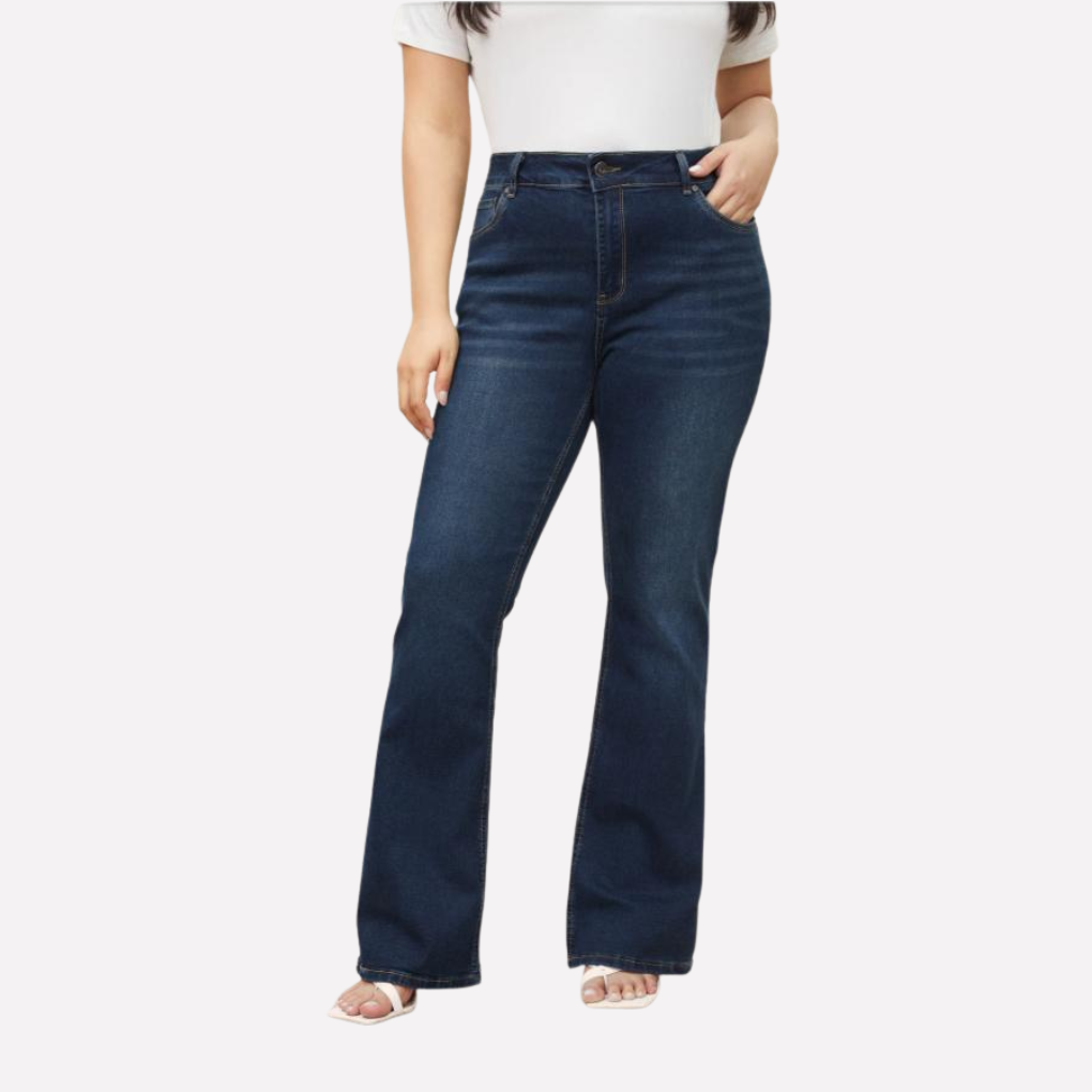 Kvinners Høyt Livet Straight Leg Jeans – Casual Cropped Stil