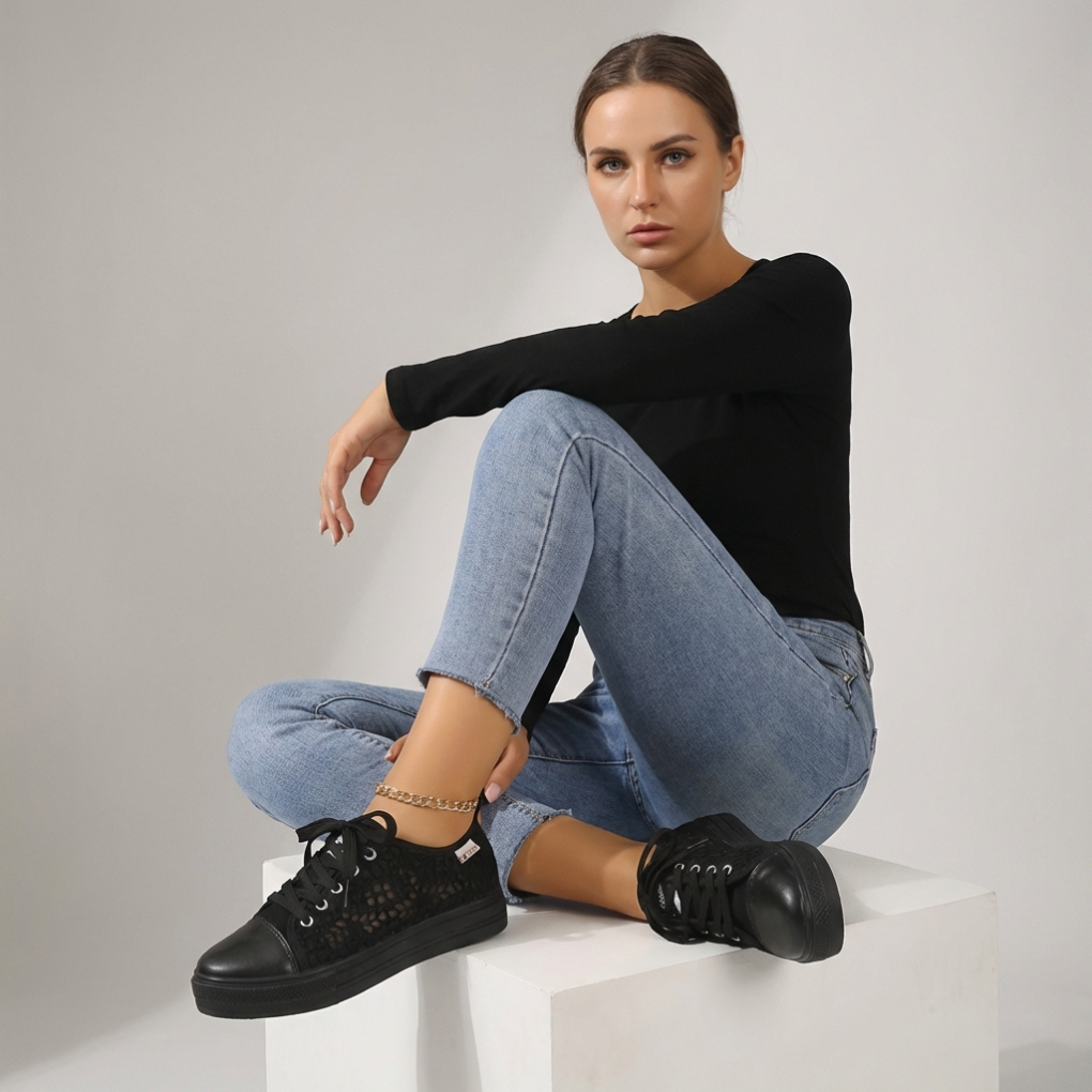 Uformelle sneakers med blonder