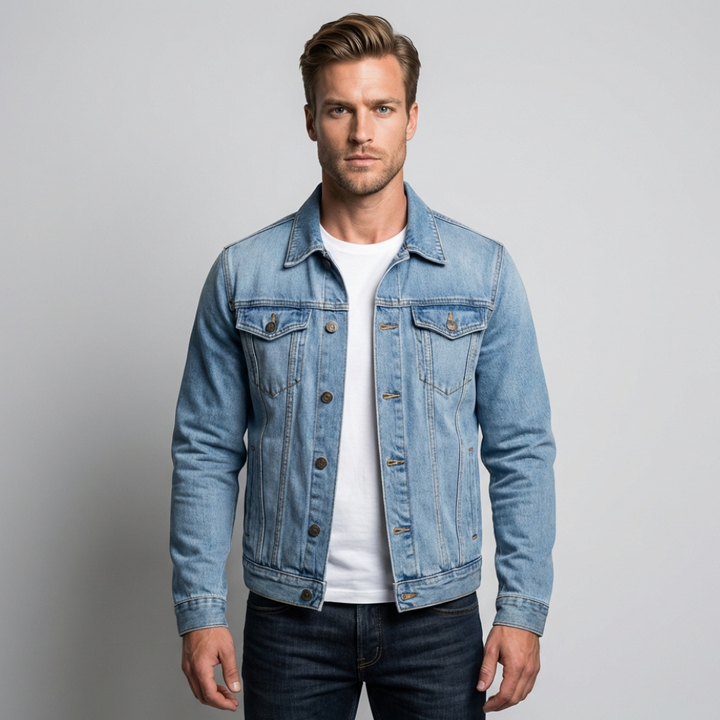 Denim truckerjakke for menn