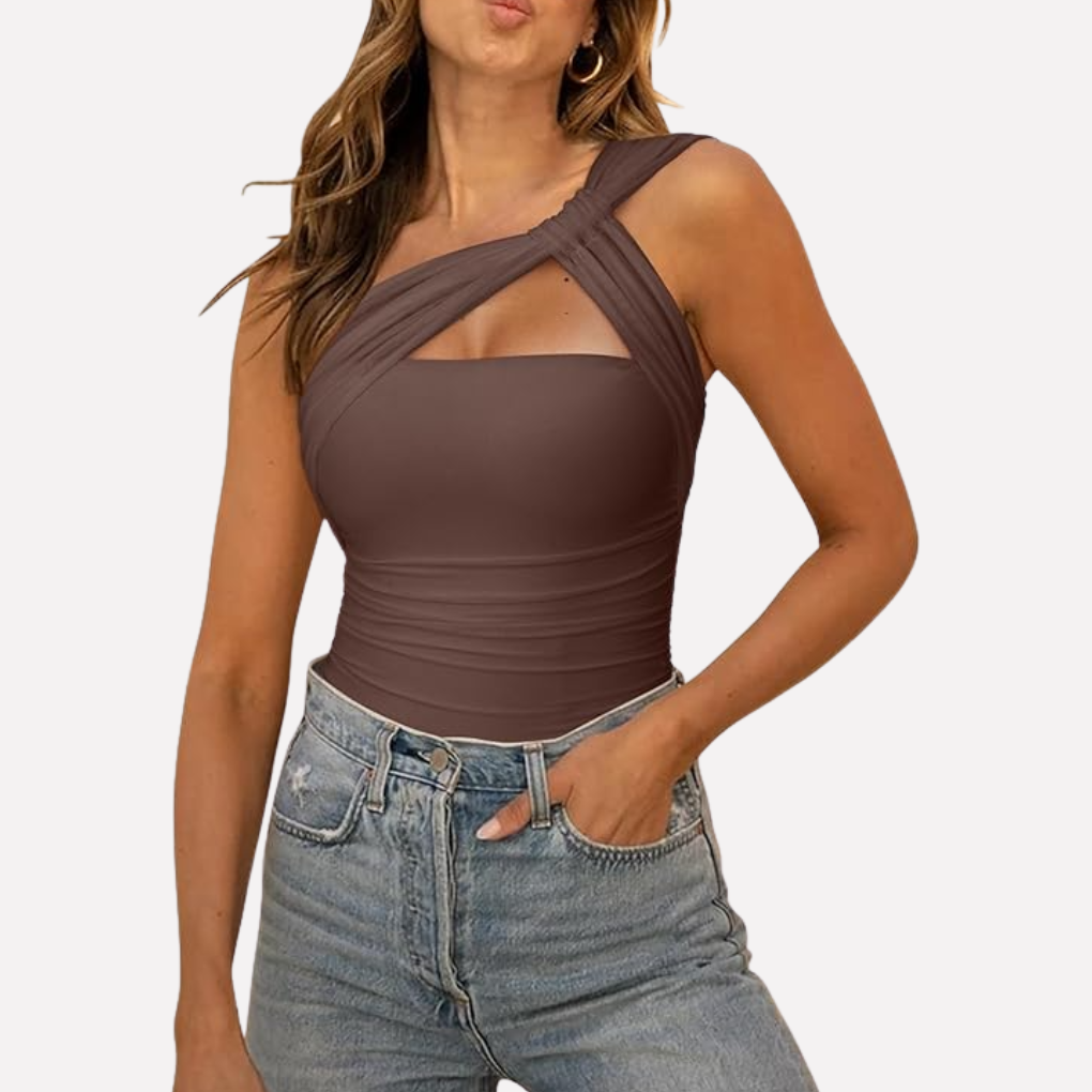 Kvinnes Asymmetrisk En-Skulder Bodysuit