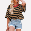Kvinne Stripet Fargeblokk Crewneck Topp