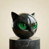 NoirCat-skulptur – Svart Katthode med Hypnotiske Øyne